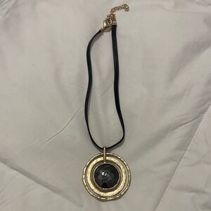 Chico's Gold and Black Circle Pendant Necklace